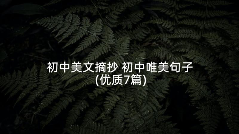 初中美文摘抄 初中唯美句子(优质7篇)