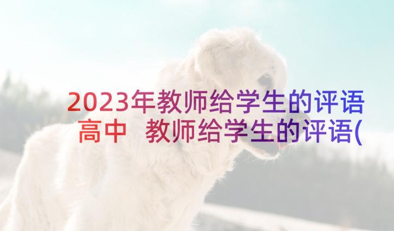 2023年教师给学生的评语高中 教师给学生的评语(实用9篇)