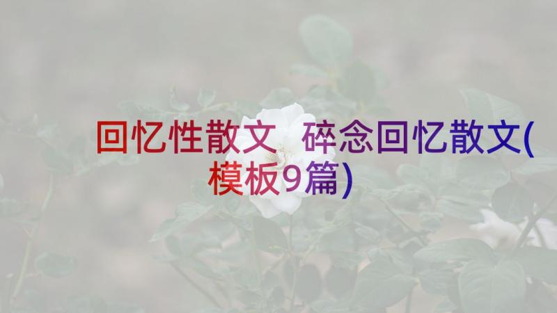 回忆性散文 碎念回忆散文(模板9篇)