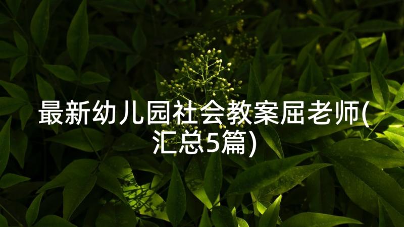 最新幼儿园社会教案屈老师(汇总5篇)