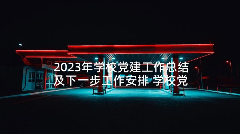 2023年学校党建工作总结及下一步工作安排 学校党建工作总结(通用9篇)