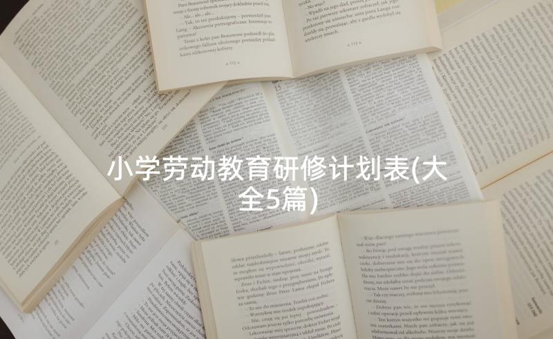 小学劳动教育研修计划表(大全5篇)