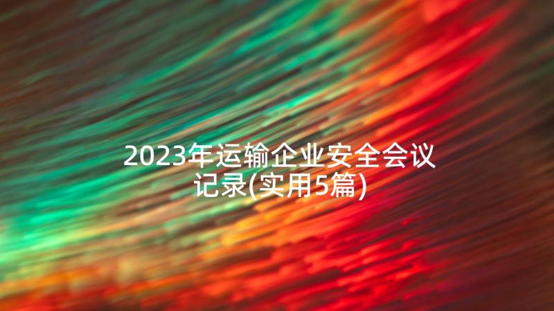 2023年运输企业安全会议记录(实用5篇)