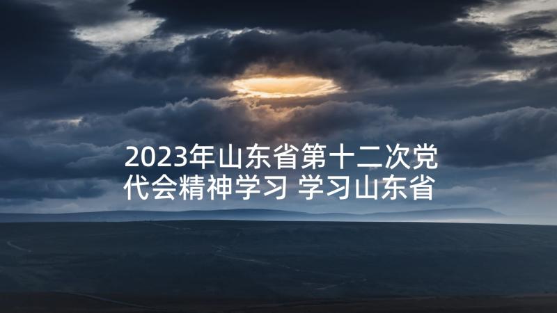 2023年山东省第十二次党代会精神学习 学习山东省第十二次党代会精神心得体会(通用7篇)