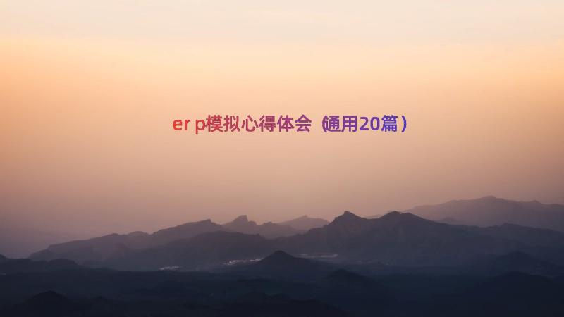 erp模拟心得体会（通用20篇）