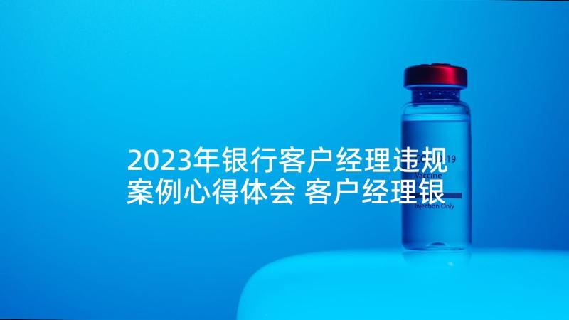 2023年银行客户经理违规案例心得体会 客户经理银行述职报告(优质5篇)