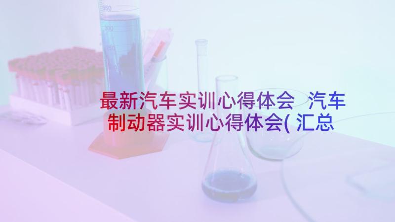 最新汽车实训心得体会 汽车制动器实训心得体会(汇总5篇)