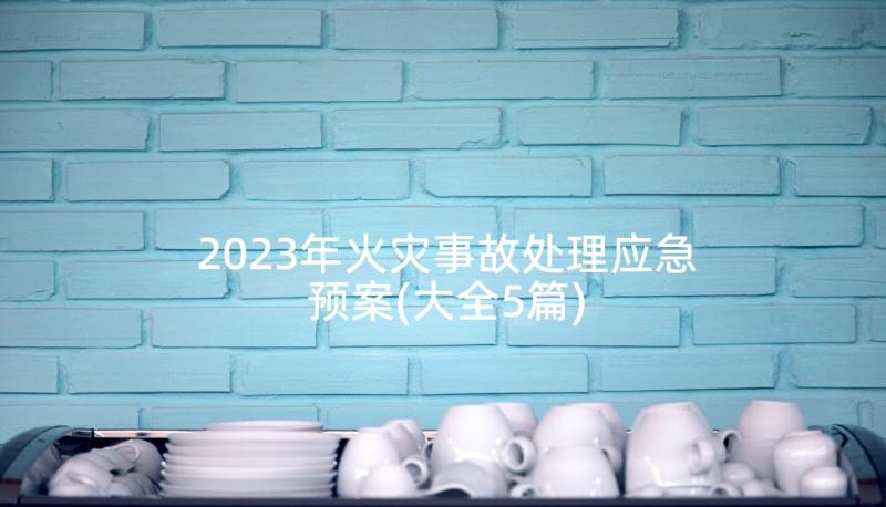 2023年火灾事故处理应急预案(大全5篇)