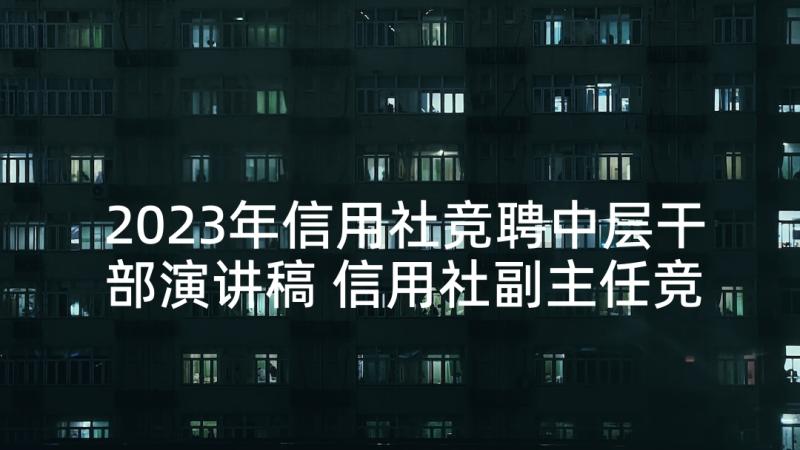 2023年信用社竞聘中层干部演讲稿 信用社副主任竞聘演讲稿(优质5篇)