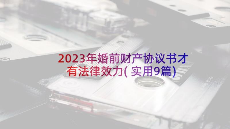 2023年婚前财产协议书才有法律效力(实用9篇)