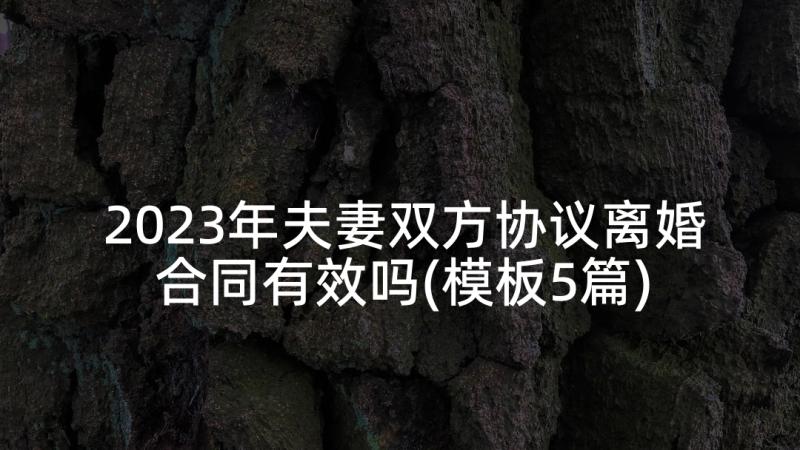 2023年夫妻双方协议离婚合同有效吗(模板5篇)