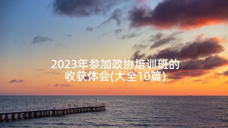 2023年参加政协培训班的收获体会(大全10篇)