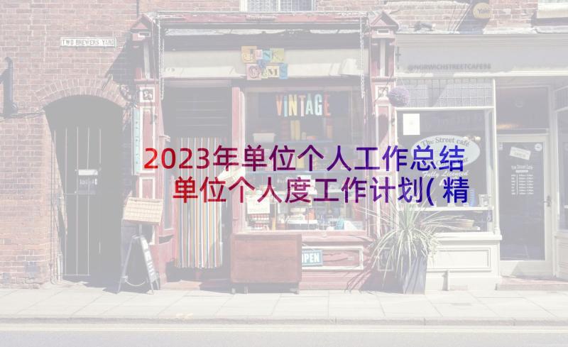 2023年单位个人工作总结 单位个人度工作计划(精选7篇)