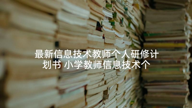 最新信息技术教师个人研修计划书 小学教师信息技术个人研修计划书(模板8篇)