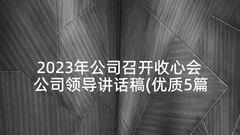 2023年公司召开收心会 公司领导讲话稿(优质5篇)