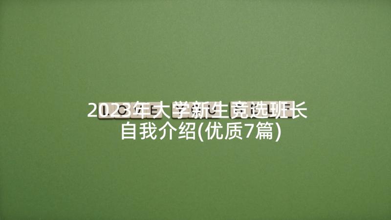 2023年大学新生竞选班长自我介绍(优质7篇)