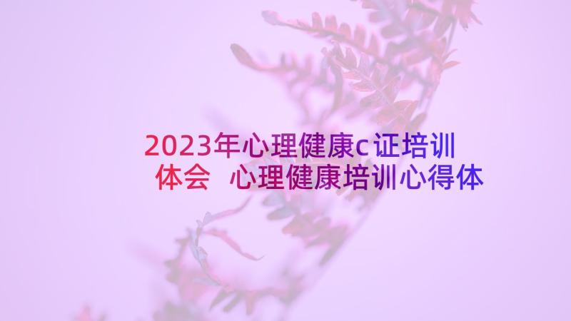 2023年心理健康c证培训体会 心理健康培训心得体会(优秀6篇)