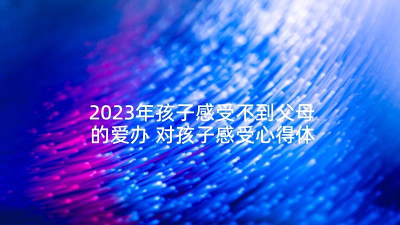 2023年孩子感受不到父母的爱办 对孩子感受心得体会(大全9篇)