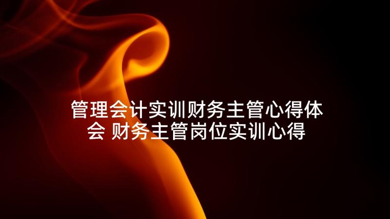 管理会计实训财务主管心得体会 财务主管岗位实训心得体会(实用5篇)