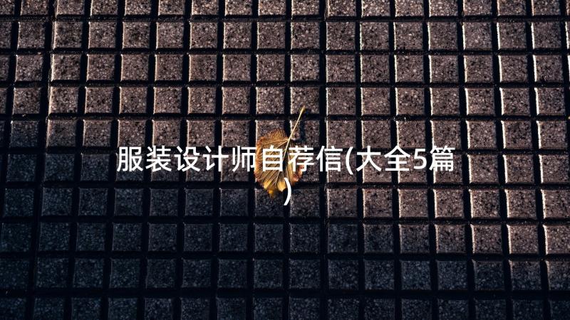 服装设计师自荐信(大全5篇)