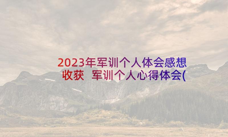 2023年军训个人体会感想收获 军训个人心得体会(模板9篇)