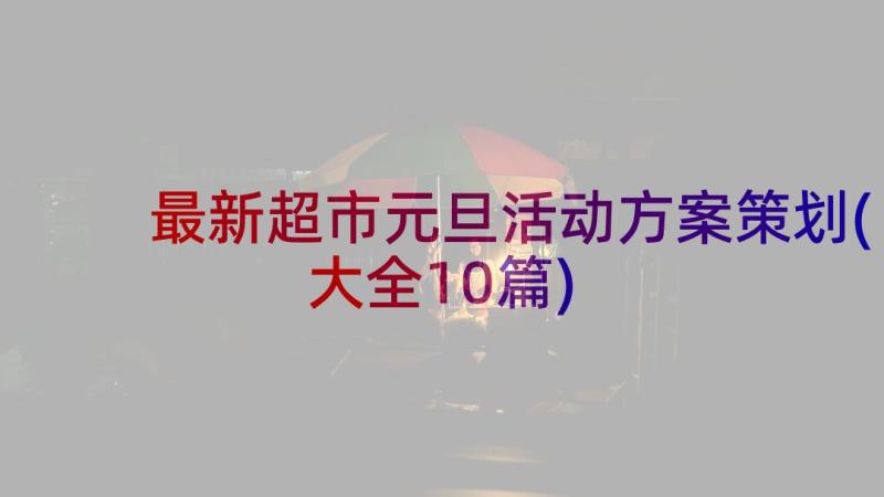 最新超市元旦活动方案策划(大全10篇)