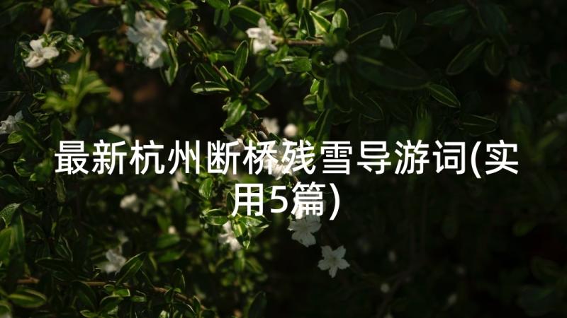 最新杭州断桥残雪导游词(实用5篇)