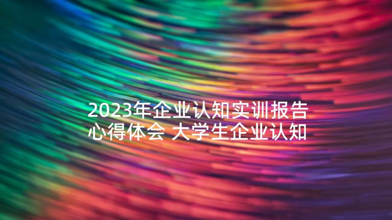 2023年企业认知实训报告心得体会 大学生企业认知实习报告(模板5篇)