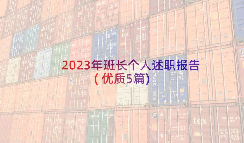 2023年班长个人述职报告(优质5篇)