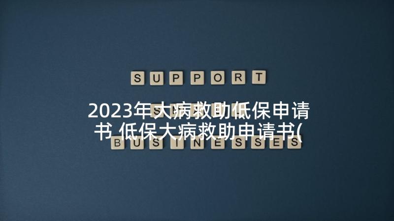 2023年大病救助低保申请书 低保大病救助申请书(通用5篇)