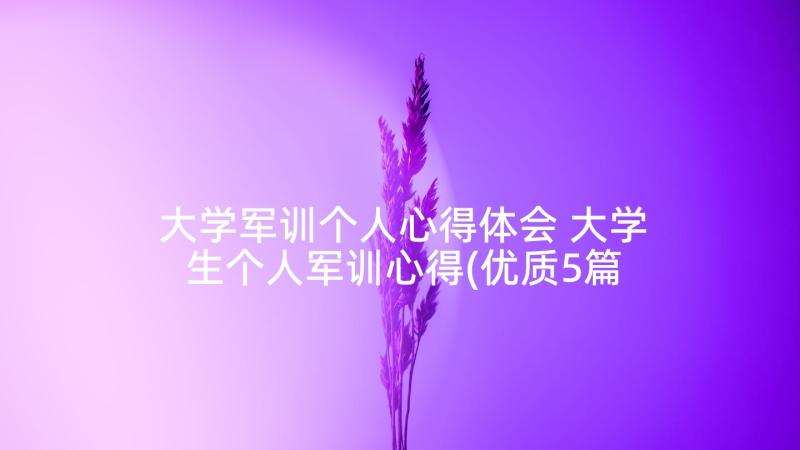 大学军训个人心得体会 大学生个人军训心得(优质5篇)