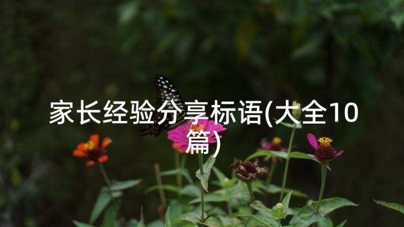 家长经验分享标语(大全10篇)