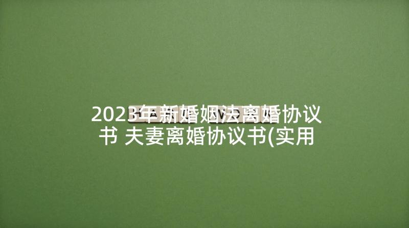 2023年新婚姻法离婚协议书 夫妻离婚协议书(实用5篇)