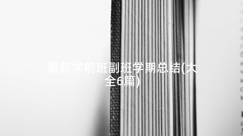 最新学前班副班学期总结(大全6篇)