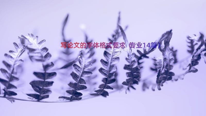 写论文的字体格式要求（专业14篇）