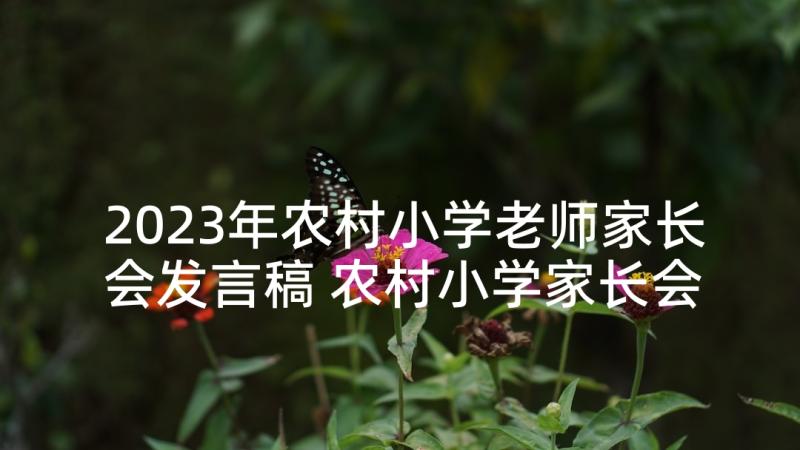 2023年农村小学老师家长会发言稿 农村小学家长会校长发言稿(优质8篇)