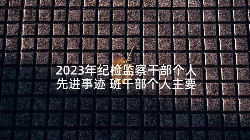 2023年纪检监察干部个人先进事迹 班干部个人主要事迹(优秀6篇)