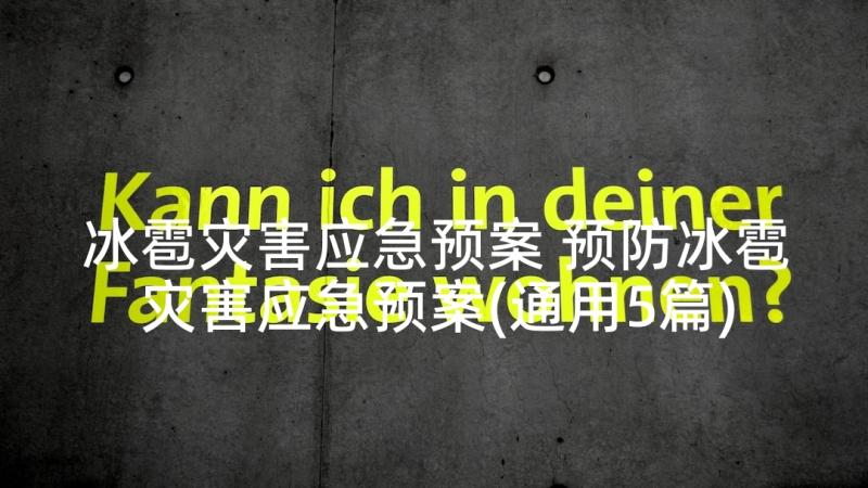 冰雹灾害应急预案 预防冰雹灾害应急预案(通用5篇)