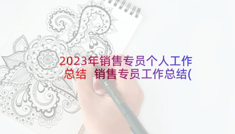 2023年销售专员个人工作总结 销售专员工作总结(实用9篇)