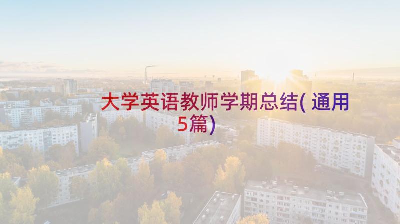 大学英语教师学期总结(通用5篇)