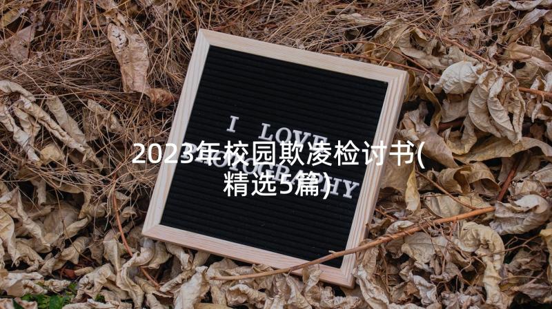 2023年校园欺凌检讨书(精选5篇)