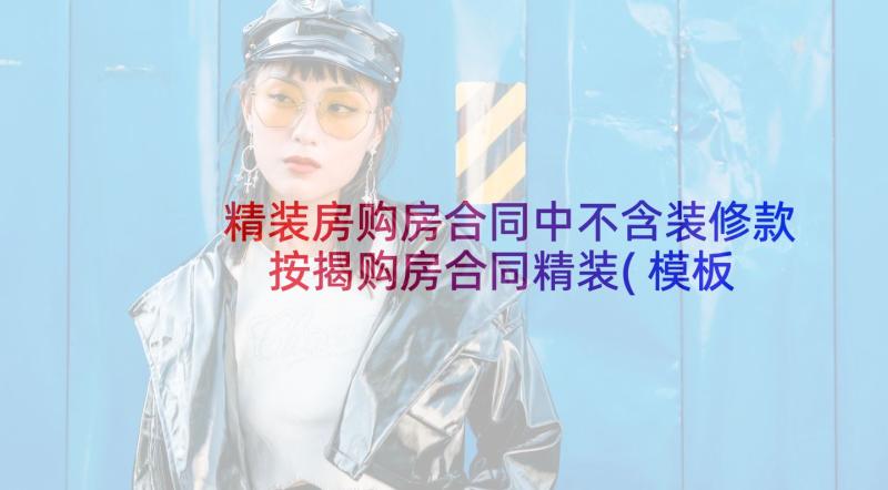 精装房购房合同中不含装修款 按揭购房合同精装(模板5篇)