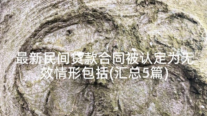 最新民间贷款合同被认定为无效情形包括(汇总5篇)