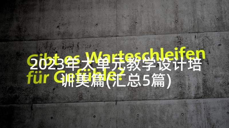 2023年大单元教学设计培训美篇(汇总5篇)