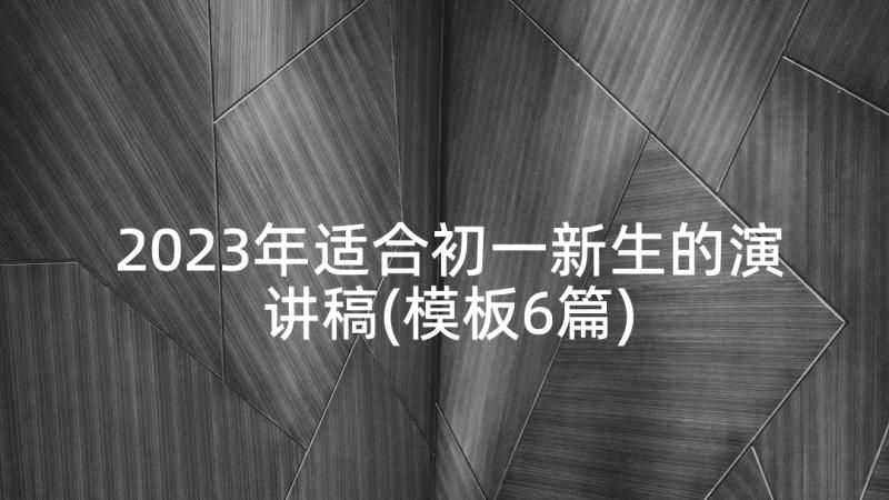 2023年适合初一新生的演讲稿(模板6篇)