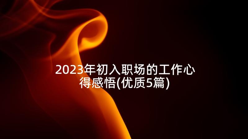 2023年初入职场的工作心得感悟(优质5篇)