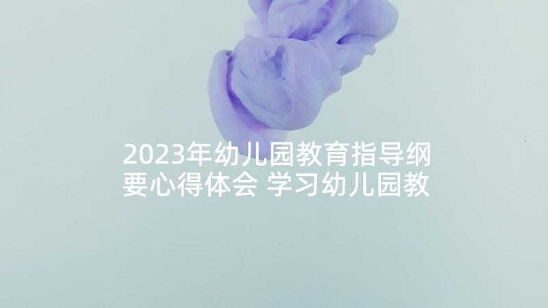 2023年幼儿园教育指导纲要心得体会 学习幼儿园教育指导纲要心得体会(优秀5篇)