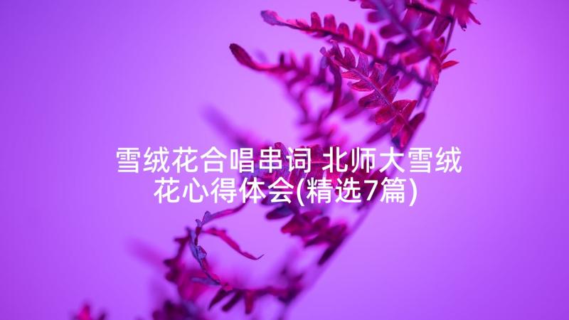 雪绒花合唱串词 北师大雪绒花心得体会(精选7篇)