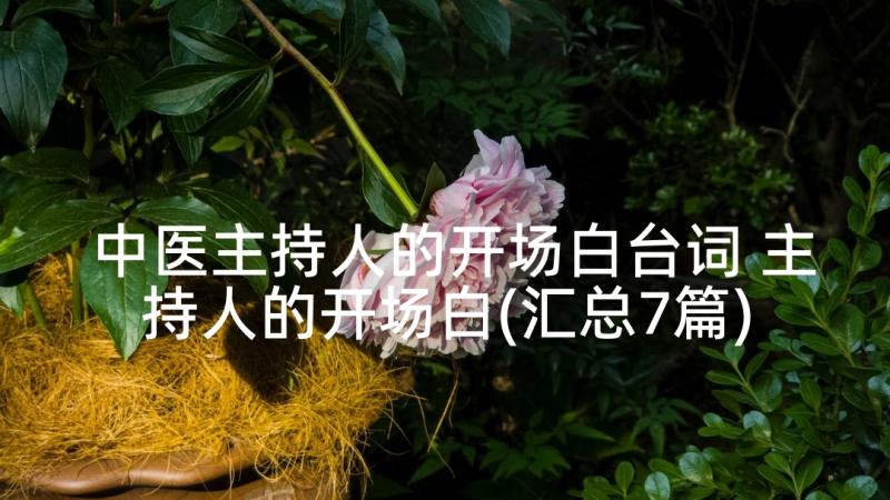 中医主持人的开场白台词 主持人的开场白(汇总7篇)