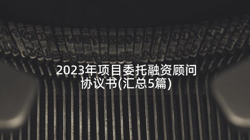 2023年项目委托融资顾问协议书(汇总5篇)